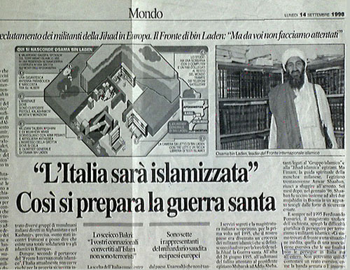 Pagina di quotidiano con titolo su Italia islamizzata